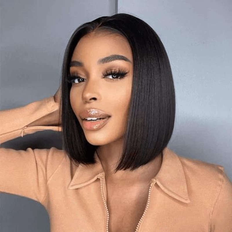 BOB LACE FRONTAL WIG SILKY STRAIGHT NATURAL COLOR BRAZILIAN HUMAN HAIR