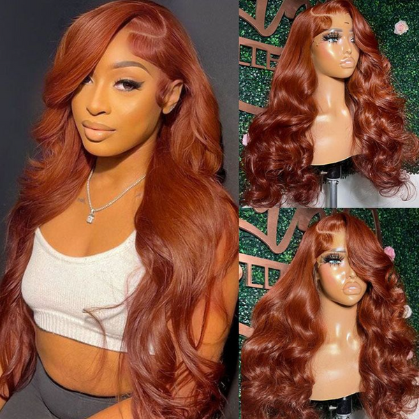 13x4 13x6 HD LACE FRONTAL wig SILKY STRAIGHT COLOR #30