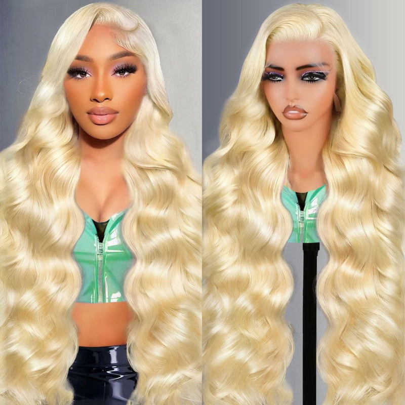 13X4 13X6 TRANSPARENT LACE FRONTAL WIG BODY WAVE #613 CAMBODIAN HUMAN HAIR