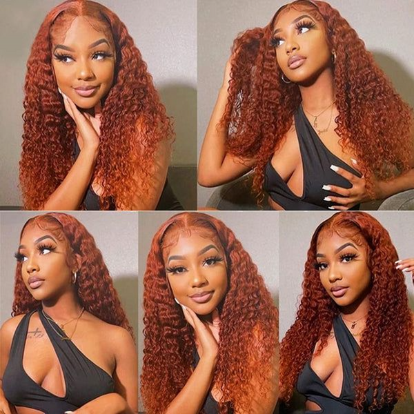 13X4 LACE FRONTAL WIG CURLY GINGER BRAZILIAN HUMAN HAIR