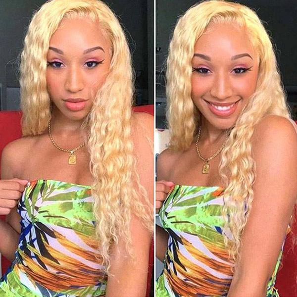 13X4 LACE FRONTAL WIG DEEP WAVE #613 BRAZILIAN HUMAN HAIR