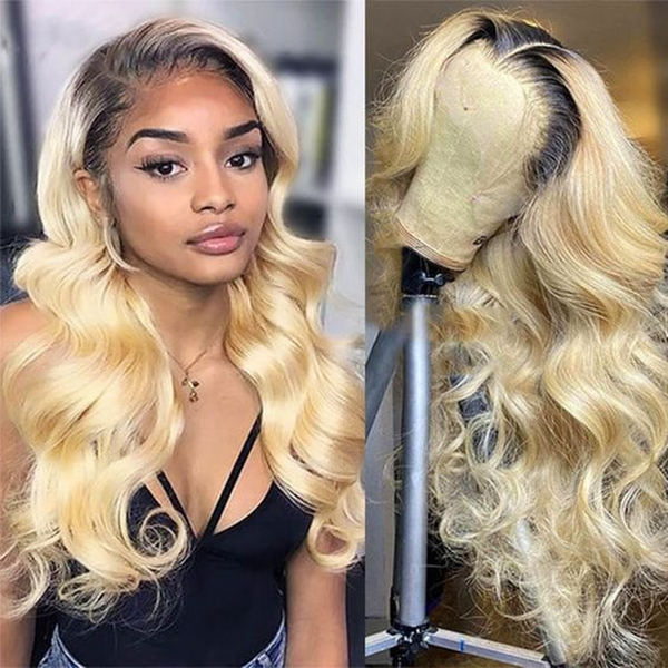 OMBRE #1B/#613 LACE WIG BODY WAVE BRAZILIAN HUMAN HAIR