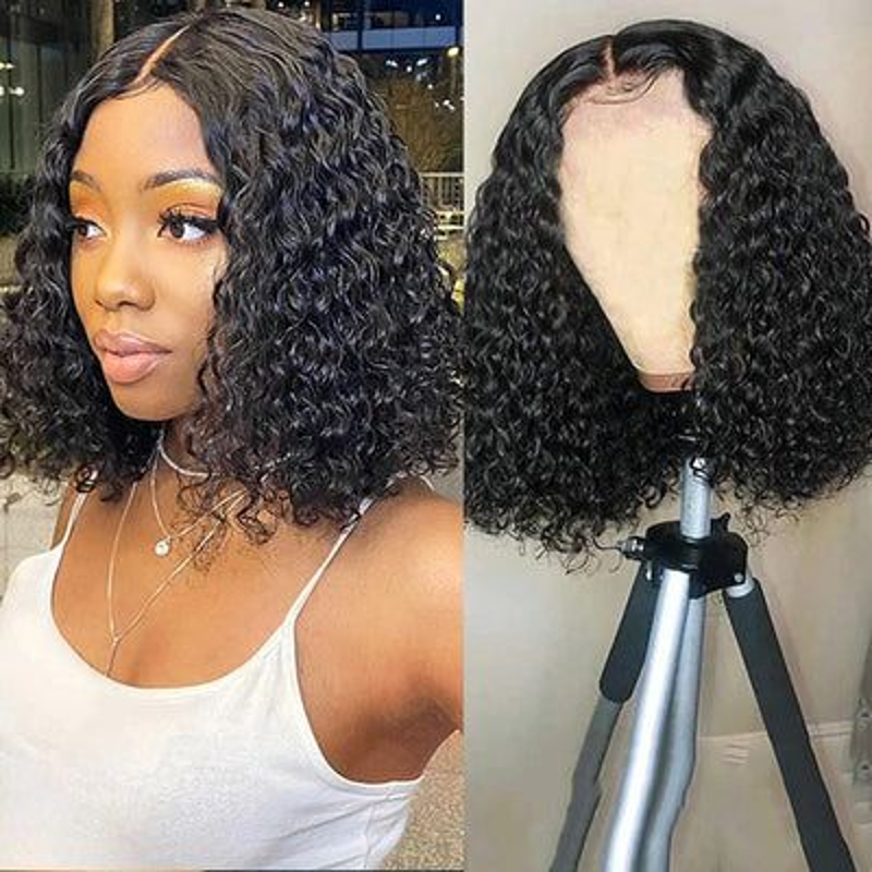 BOB LACE FRONTAL WIG CURLY NATURAL COLOR BRAZILIAN HUMAN HAIR