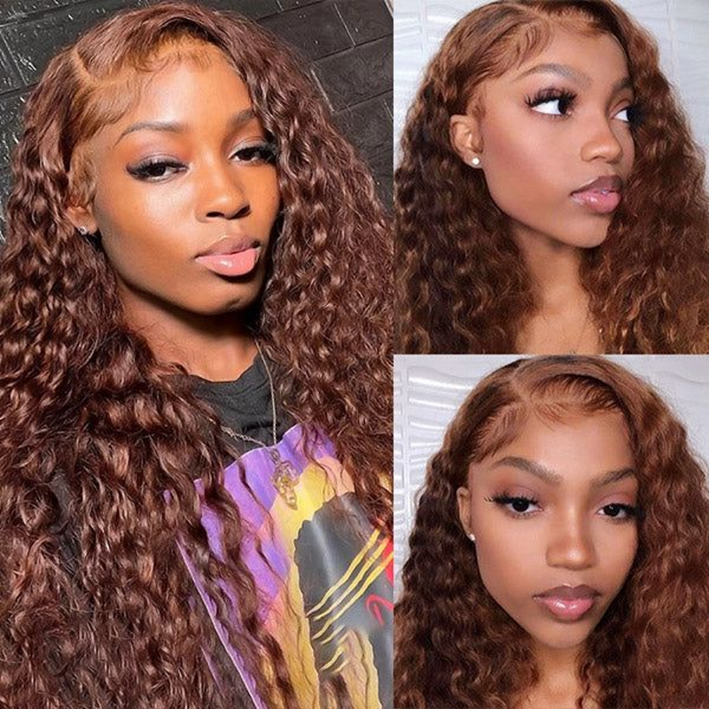 13X4 13X6 HD LACE FRONTAL WIG CURLY BROWN BURMESE HUMAN HAIR