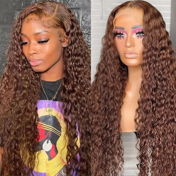 13X4 13X6 HD LACE FRONTAL WIG CURLY BROWN BURMESE HUMAN HAIR