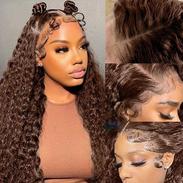 13X4 13X6 HD LACE FRONTAL WIG CURLY BROWN BURMESE HUMAN HAIR