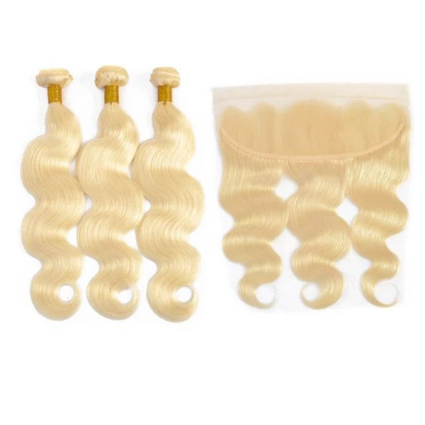 3PCS BODY WAWE BUNDLES WITH A FRONTAL #613 BURMESE HUMAN HAIR