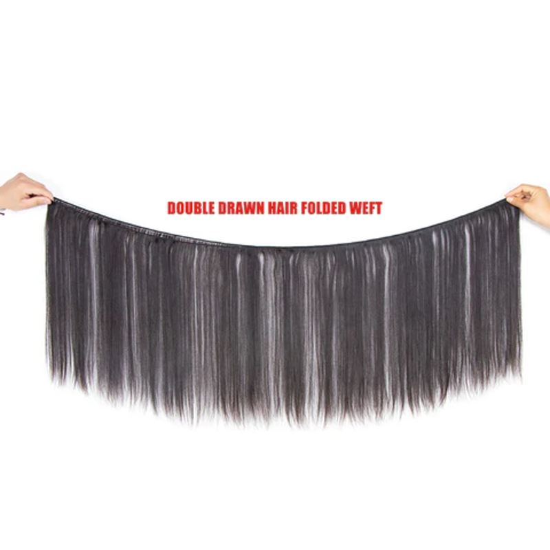 Double Drawn Bundles Natural Color Straight Brazilian Human Hair