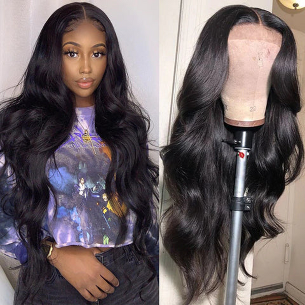 5x5 HD LACE CLOSURE WIG BODY WAVE NATURAL COLOR BURMESE HUMAN HAIR