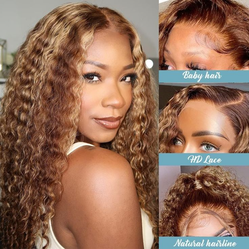 13X4 13x6 HD LACE FRONTAL WIG CURLY HIGHLIGHT BURMESE HUMAN HAIR