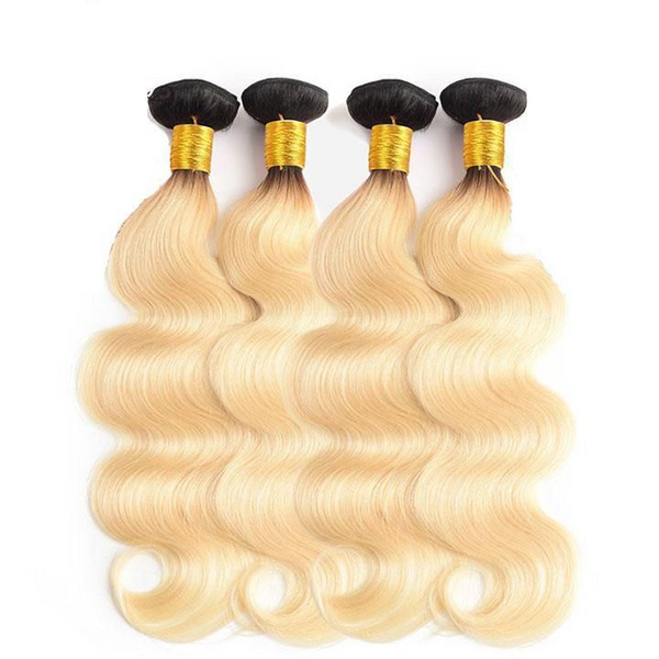 3/4 PC Two Tone Ombre Color Brazilian Hair 1B/613 Blonde Body Wave Human Hair Weave Bundles Remy Hair Can Be Dyed