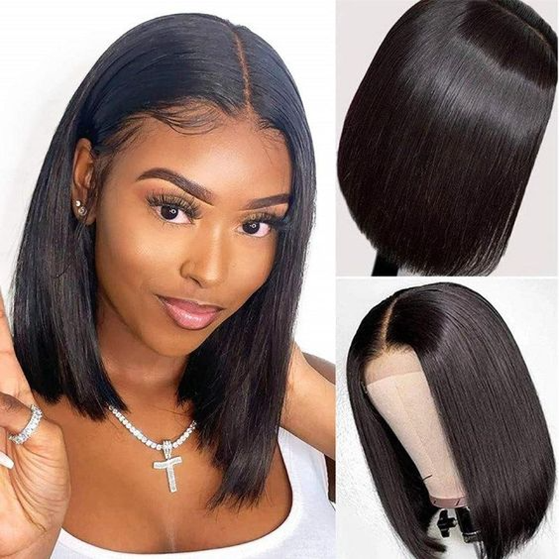 BOB LACE FRONTAL WIG SILKY STRAIGHT NATURAL COLOR BRAZILIAN HUMAN HAIR