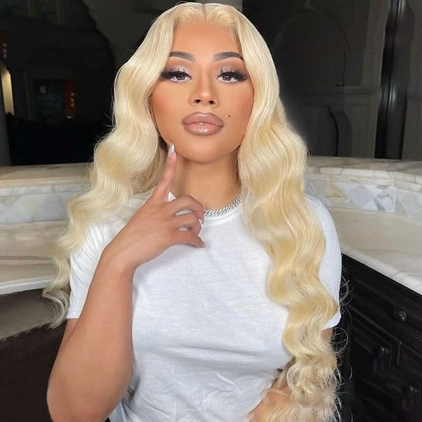 4X4 5X5 6X6 LACE CLOSURE WIG BODY WAVE #613 BRAZILIAN HUMAN HAIR