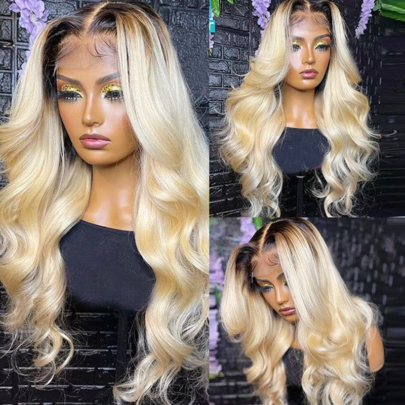 OMBRE #1B/#613 LACE WIG BODY WAVE BRAZILIAN HUMAN HAIR