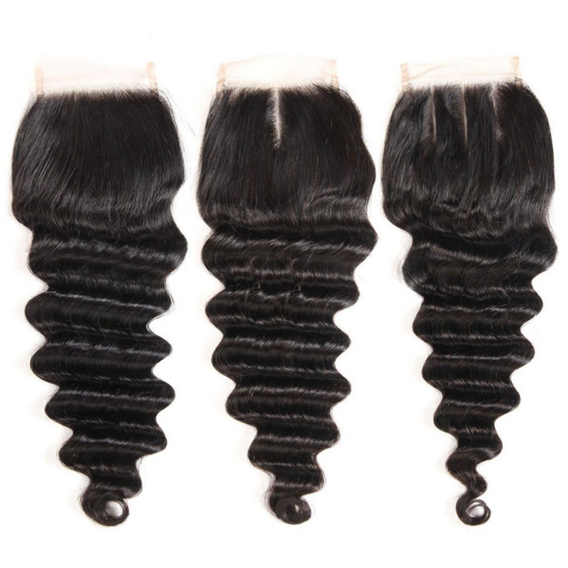 3PCS DEEP WAVE BUNDLES WITH A CLOSURE NATURAL COLOR BURMESE HUMAN HAIR