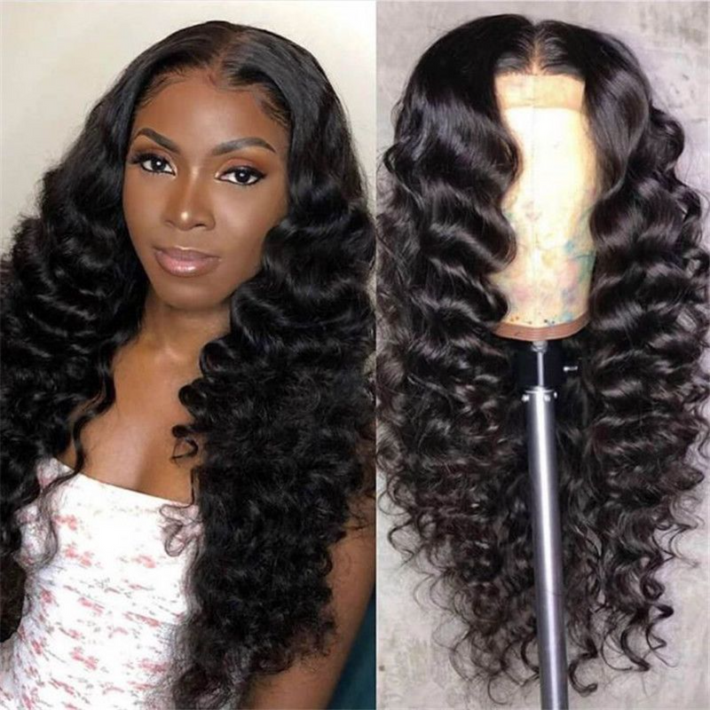 Full Lace Front Brazilian Human Hair Wig Deep Wave HD Lace Frontal