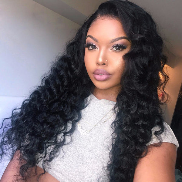 Brazilian Loose Wave Lace Frontal Human Hair Wigs For Black Women 150% Density 13x4 Lace Front Wig Pre Plucked Natural Wig