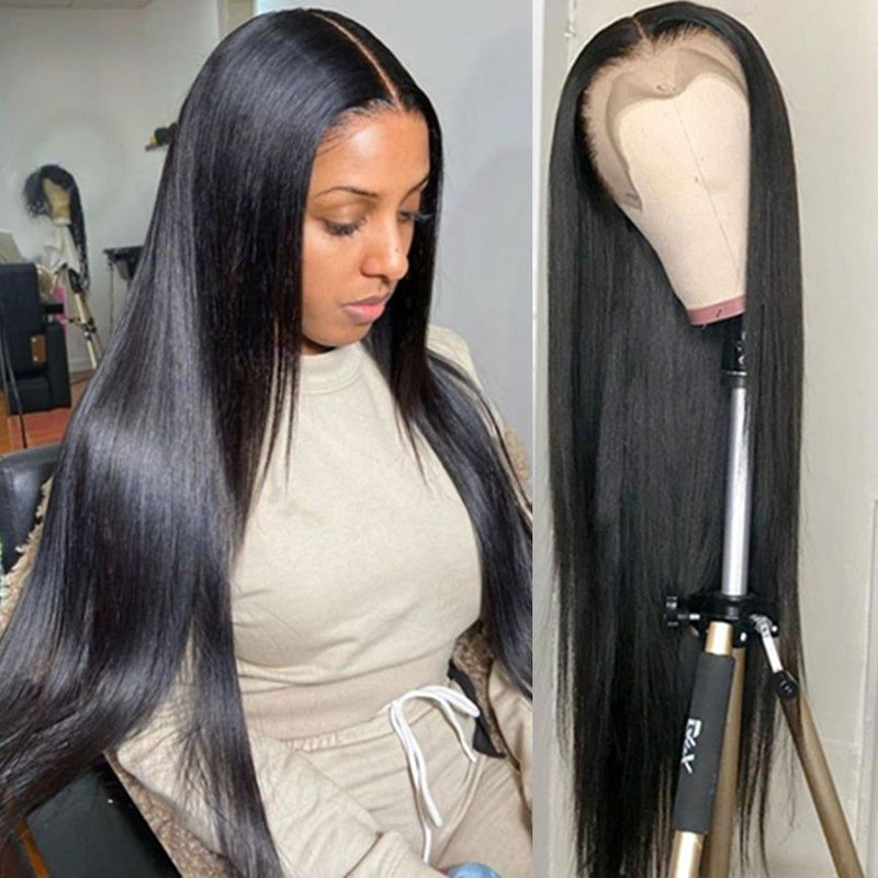 13X4 HD LACE FRONTAL WIG SILKY STRAIGHT NATURAL COLOR BURMESE HUMAN HAIR