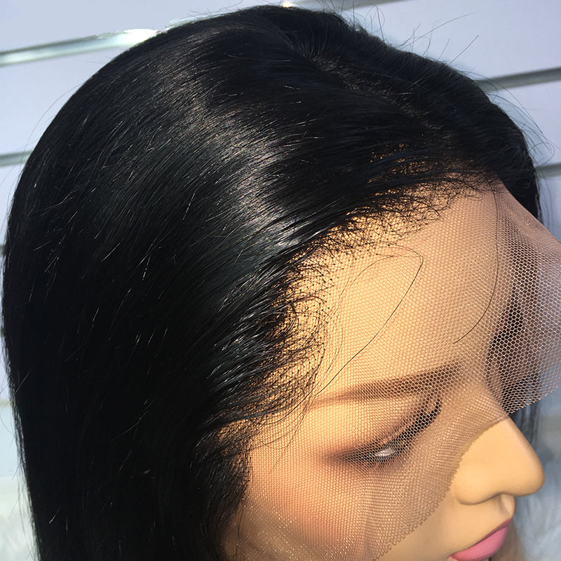 360 Lace Frontal Wig Straight Short  Bob Lace Front Wigs Malaysian Human Hair Wigs 150% Density