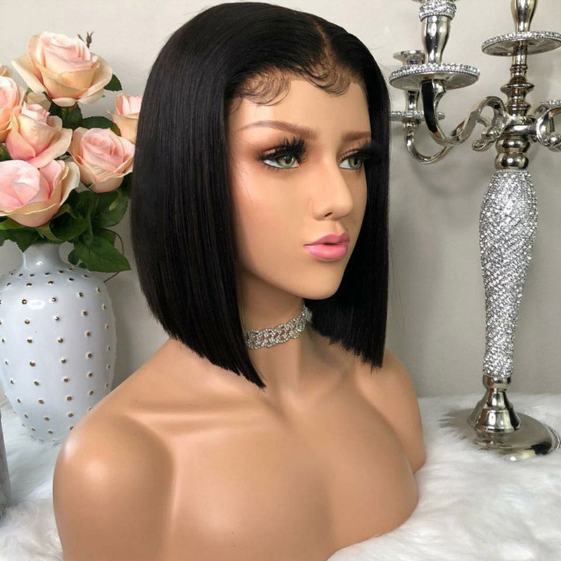 360 Lace Frontal Wig Straight Short  Bob Lace Front Wigs Malaysian Human Hair Wigs 150% Density