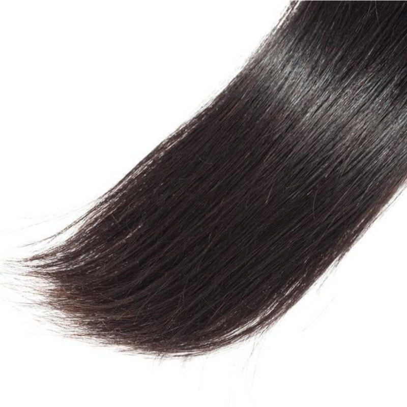 3PCS STRAIGHT BUNDLES WITH A FRONTAL NATURAL COLOR PERUVIAN HUMAN HAIR