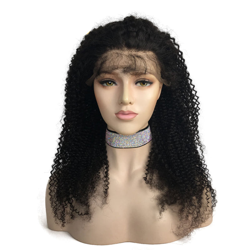 Mongolian Kinky Curly 100% virgin Human Hair Wigs 13x4 Lace Frontal Wig 150% density  Pre-plucked Natural Hairline with baby hair