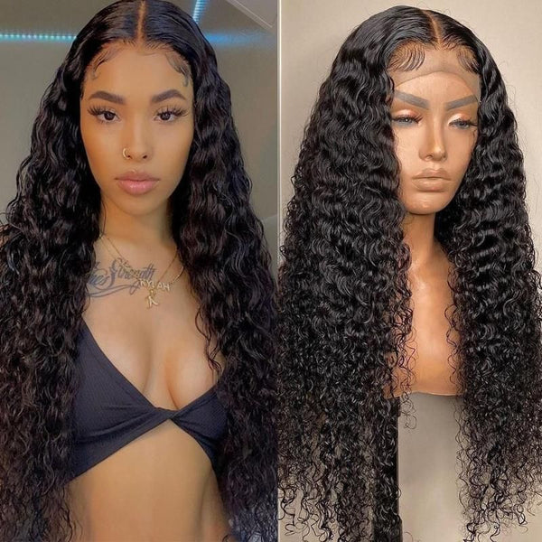 Brazilian Curly Human Hair Wig Remy Hair Glueless 13X4 Lace Front Wigs Pre Plucked Frontal Wigs