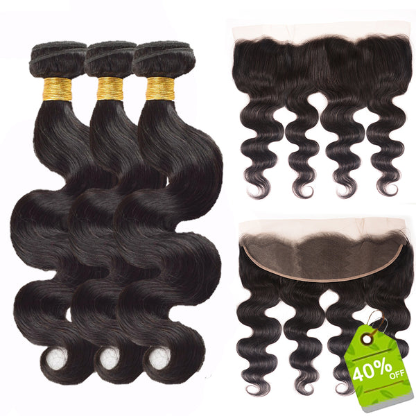 Body Wave Bundles With Closure Brazilian Human Hair 13x4 Frontal And Bundle Remy Hair Extension