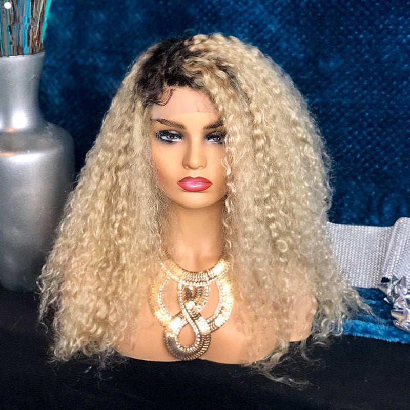 1B 613 Honey Blonde Colored Curly Wig Lace Front Human Hair Wigs 13x4 Lace Frontal Wig For Women Pre Plucked Lace Wig Remy 150% 130% 180% density Lace Wig