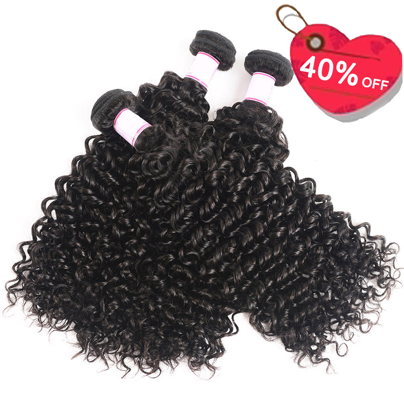 Curly Bundles 9A Remy Brazilian Human Hair Weave 3/4 Bundle