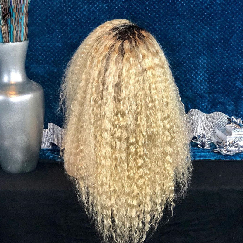 1B 613 Honey Blonde Colored Curly Wig Lace Front Human Hair Wigs 13x4 Lace Frontal Wig For Women Pre Plucked Lace Wig Remy 150% 130% 180% density Lace Wig