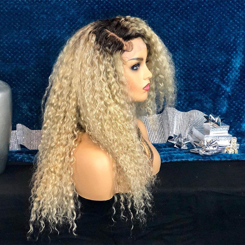 1B 613 Honey Blonde Colored Curly Wig Lace Front Human Hair Wigs 13x4 Lace Frontal Wig For Women Pre Plucked Lace Wig Remy 150% 130% 180% density Lace Wig