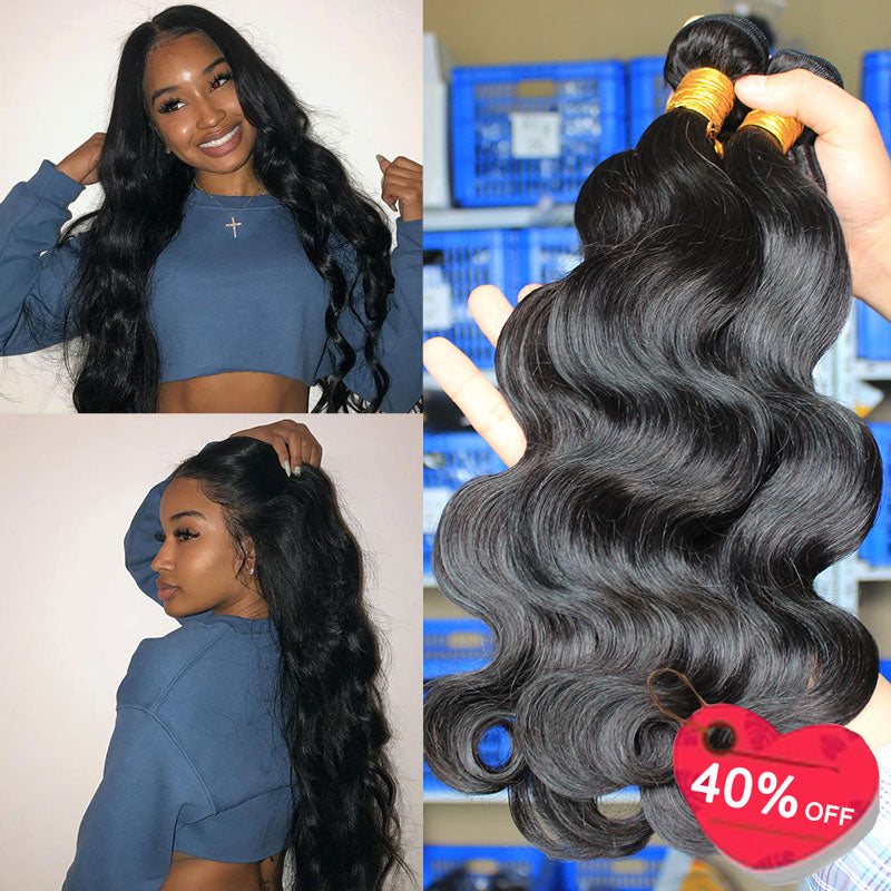 Brazilian Hair Weave Bundles Body Wave Human Hair Extension 3 Bundles Deal Long Virgin Natural Black  hair raw and from a single donor