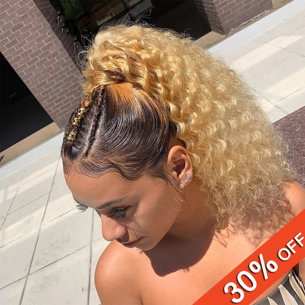 1B 613 Honey Blonde Colored Curly Wig Lace Front Human Hair Wigs 13x4 Lace Frontal Wig For Women Pre Plucked Lace Wig Remy 150% 130% 180% density Lace Wig