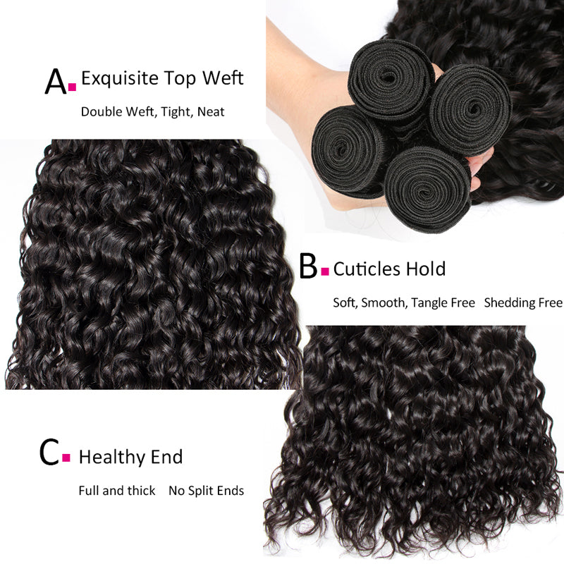 3 4 Bundles Deal Raw Indian Hair Water Wave Bundles Wet And Wavy Human Hair Bundles Remy Hair Extension