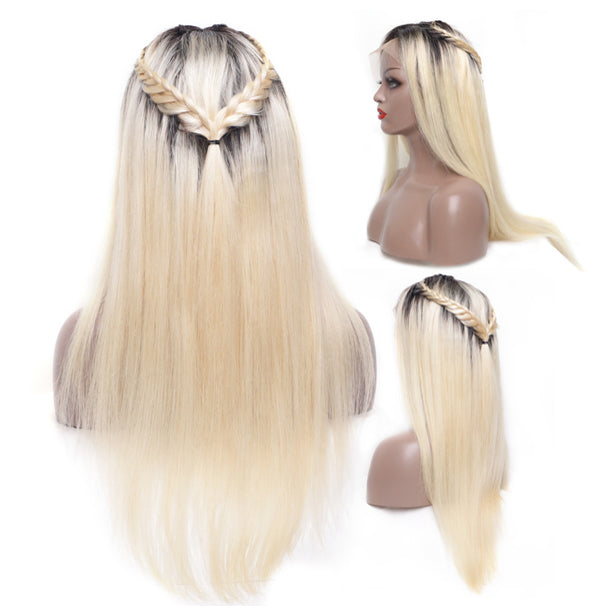 1B 613 Blonde Lace Front Wig Pre Plucked Ombre Lace Front Human Hair Wigs 13X4 Remy Brazilian Straight 130% 150% 180% density Lace Wig