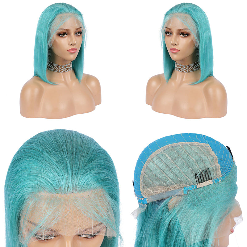 Pink Bob Lace Front Wigs Human Hair 13X4 Pre Plucked 613 Blonde Blue Red Grey Green Ombre Short Bob Wig For Black Women Remy