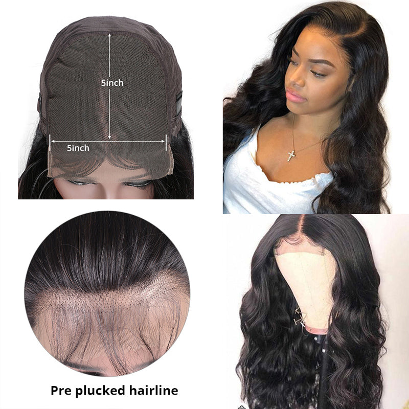 4x4 5x5 Lace Closure Wig Human Hair Wigs Pre Plucked With Baby Hair Brazilian Body Wave Lace Front Wig