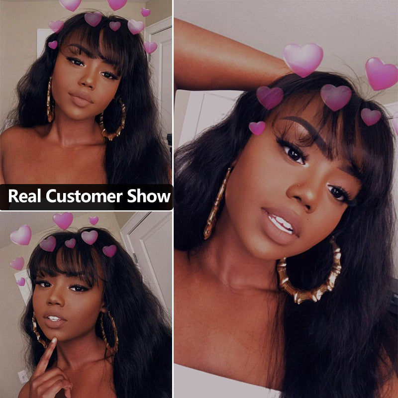 13x4 13X6 Lace Front Human Hair Wigs With Bangs For Women 180% Fake Scalp Brazilian Body Wave 360 Lace Frontal Wigs Remy Full