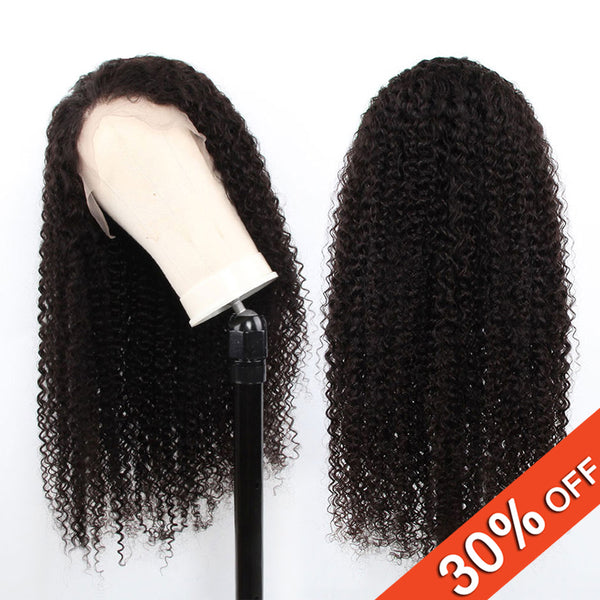 Mongolian Kinky Curly 100% virgin Human Hair Wigs 13x4 Lace Frontal Wig 150% density  Pre-plucked Natural Hairline with baby hair