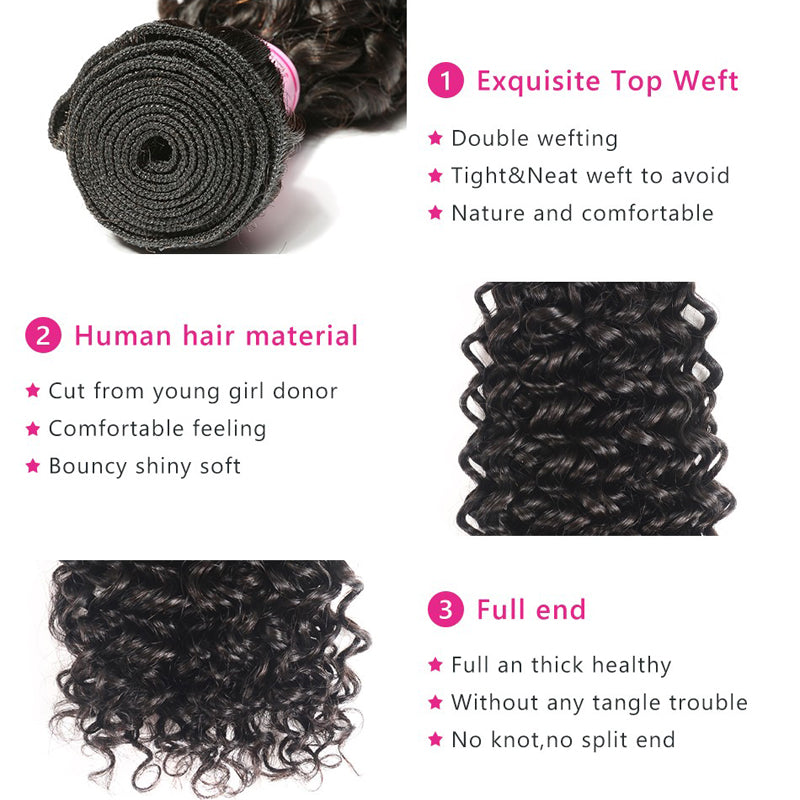 Curly Hair Bundles Remy Human Hair Brazilian Hair Weave Bundles 8-40 Inch Natural Black Human Hair Extension 3/4 Bundle