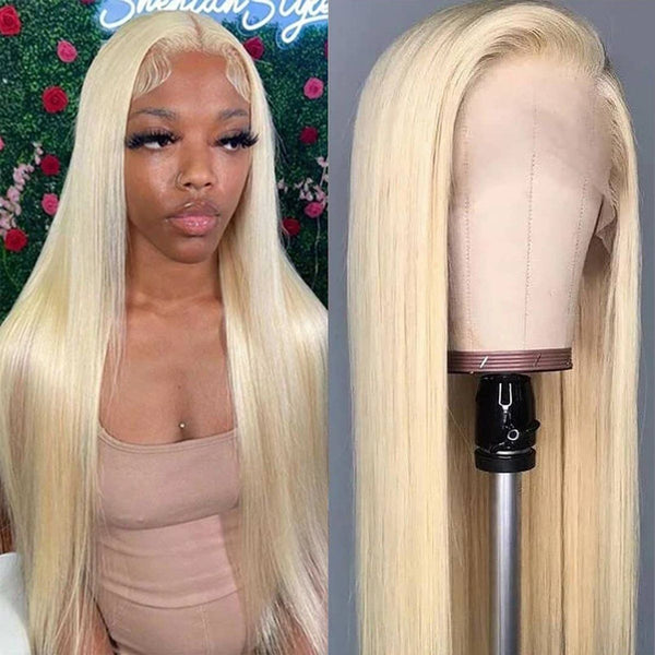 613 Blonde Color Remy Brazilian Straight Lace Front Human Hair Wig Frontal Wigs for Black Women Transparent Lace