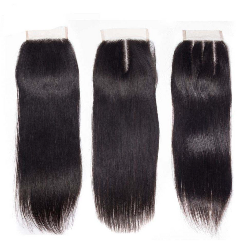 3PCS STRAIGHT BUNDLES WITH A CLOSURE NATURAL COLOR BURMESE HUMAN HAIR