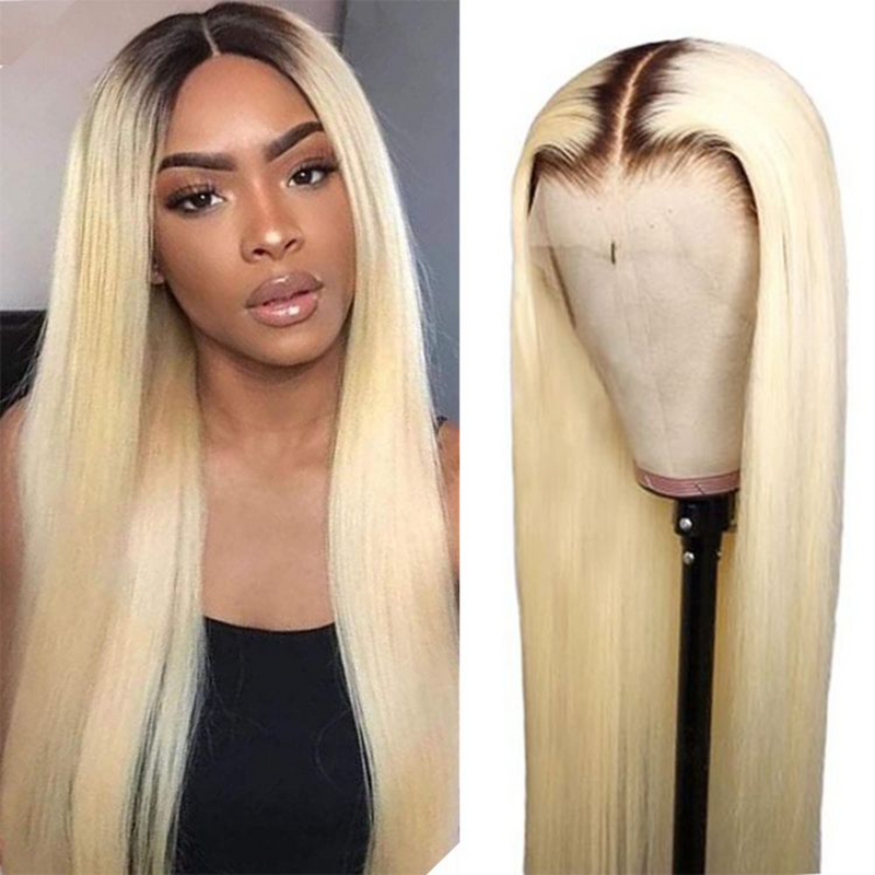 OMBRE #1B/#613 LACE WIG SILKY STRAIGHT  BRAZILIAN HUMAN HAIR