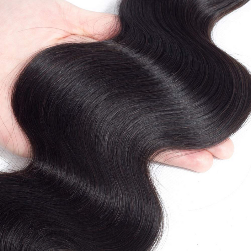 3PCS BODY WAVE BUNDLES WITH A FRONTAL NATURAL COLOR BURMESE HUMAN HAIR