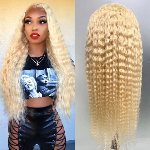 13X4 LACE FRONTAL WIG DEEP WAVE #613 BRAZILIAN HUMAN HAIR