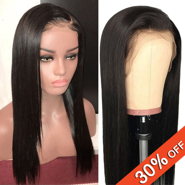 Full lace human hair wigs straight brazilian natural wig full preplucked long remy for black women 150% Density